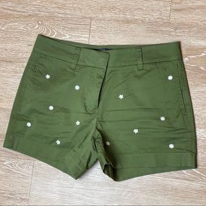 J. Crew Shorts Green with Flower Design
